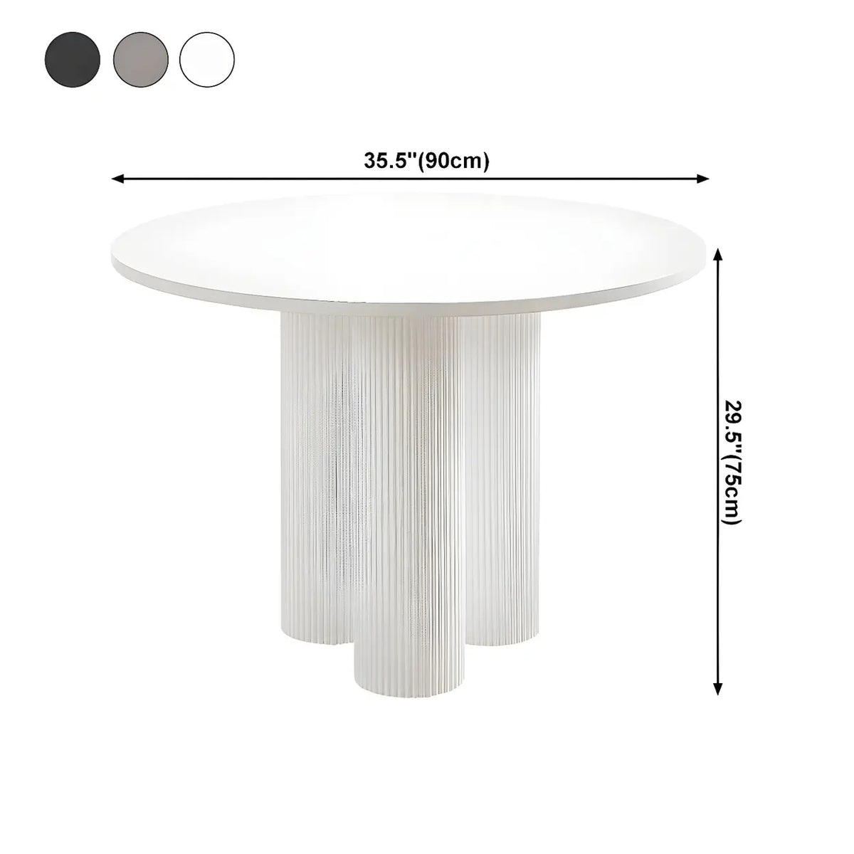 Modern Round White Oak Wood Dining Table Image - 16