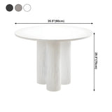 Modern Round White Oak Wood Dining Table Image - 16