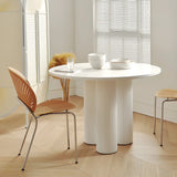 Modern Round White Oak Wood Dining Table Image - 6