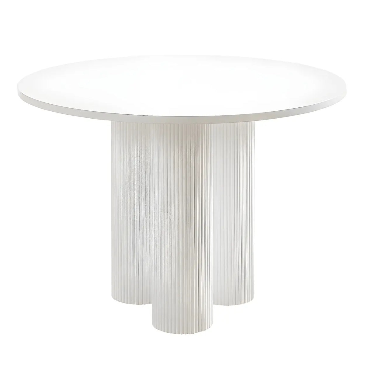 White Table Only Modern Round White Oak Wood Dining Table Image - 7
