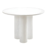 White Table Only Modern Round White Oak Wood Dining Table Image - 7