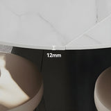 Modern Round White Stone Dining Table Extendable Pedestal Image - 7