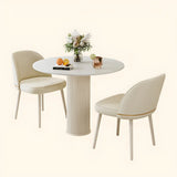 Modern Round Wood Beige Compact Elegant Dining Table Image - 12