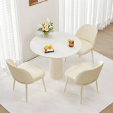 Modern Round Wood Beige Compact Elegant Dining Table Image - 13