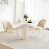 Modern Round Wood Beige Compact Elegant Dining Table Image - 14