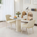 Modern Round Wood Beige Compact Elegant Dining Table Image - 8