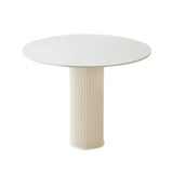 Modern Round Wood Beige Compact Elegant Dining Table Image - 9