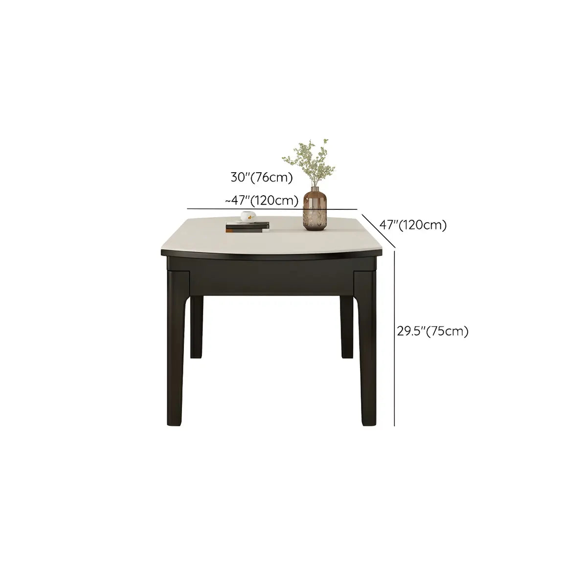 Modern Round Wood Dining Table White Stone Extendable 