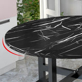 Modern Round Wood Drop Leaf Dining Table Black Trestle Image - 11
