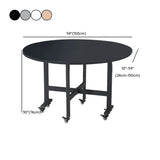 Modern Round Wood Drop Leaf Dining Table Black Trestle Image - 19