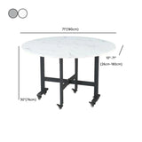 Modern Round Wood Drop Leaf Dining Table Black Trestle Image - 21
