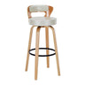 off-white Natural Counter Stool (23.5"H) Modern Round Wood Low Back Leather Swivel Bar Stool Image - 2