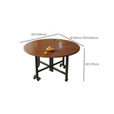 Modern Round Wooden Foldable Brown Dining Table with Wheels #size