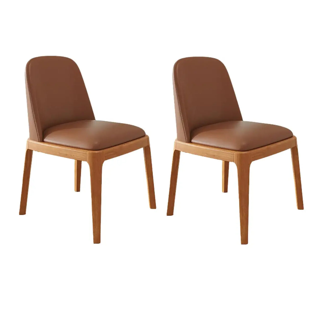 Modern Rubber Wood Upholstered Curved Back Dining Chair Set of 2 Image - 11