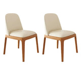 Modern Rubber Wood Upholstered Curved Back Dining Chair Set of 2 Image - 13