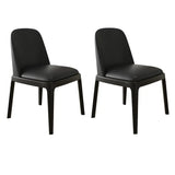Modern Rubber Wood Upholstered Curved Back Dining Chair Set of 2 Image - 14