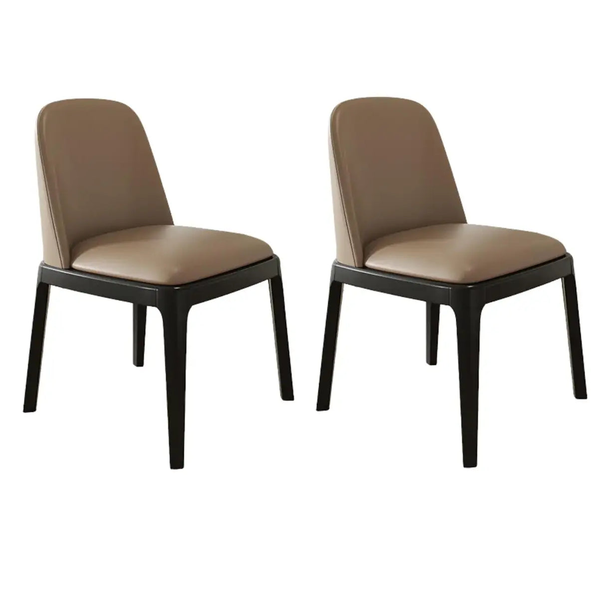 Modern Rubber Wood Upholstered Curved Back Dining Chair Set of 2 Image - 15