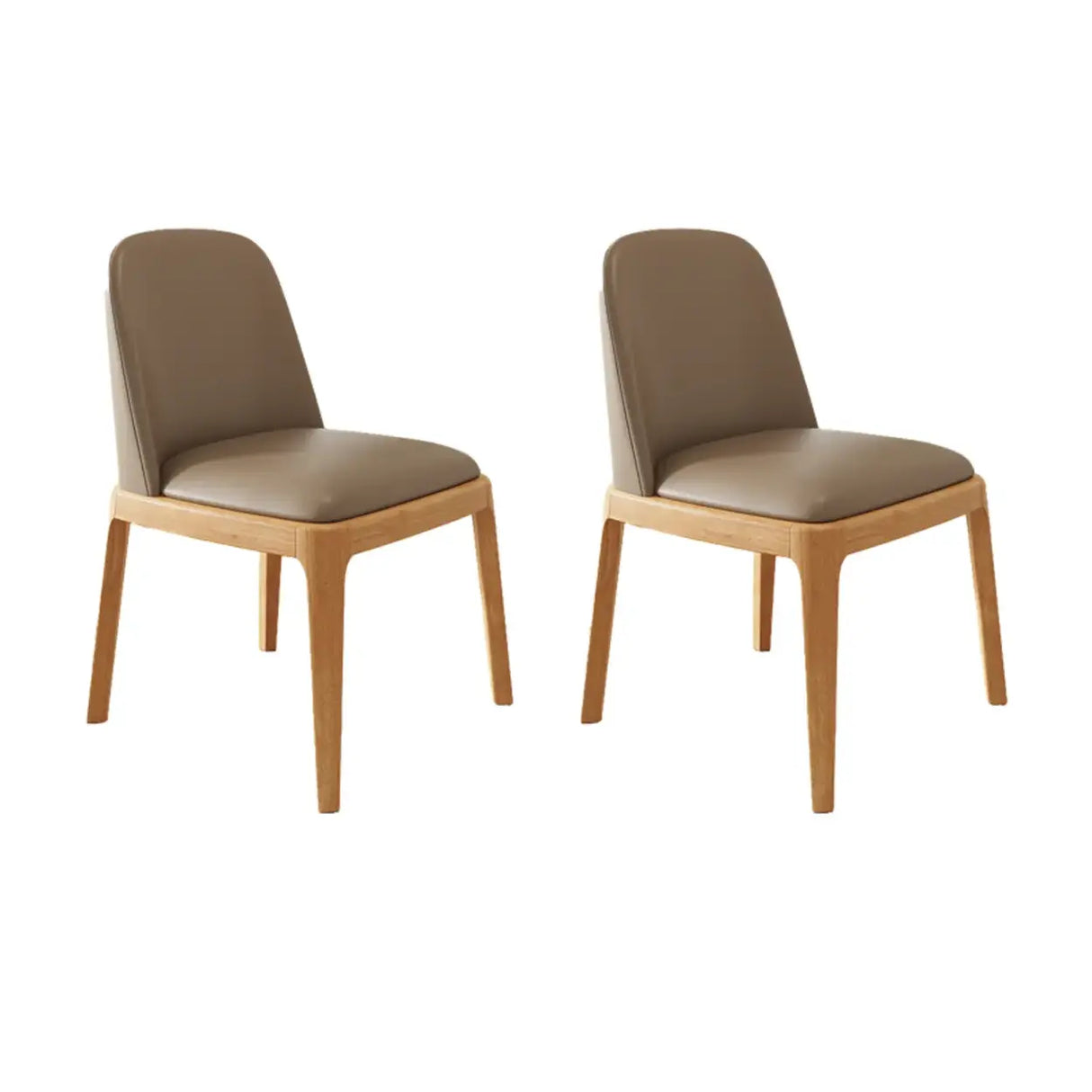 Modern Rubber Wood Upholstered Curved Back Dining Chair Set of 2 Image - 2