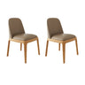 Modern Rubber Wood Upholstered Curved Back Dining Chair Set of 2 Image - 2