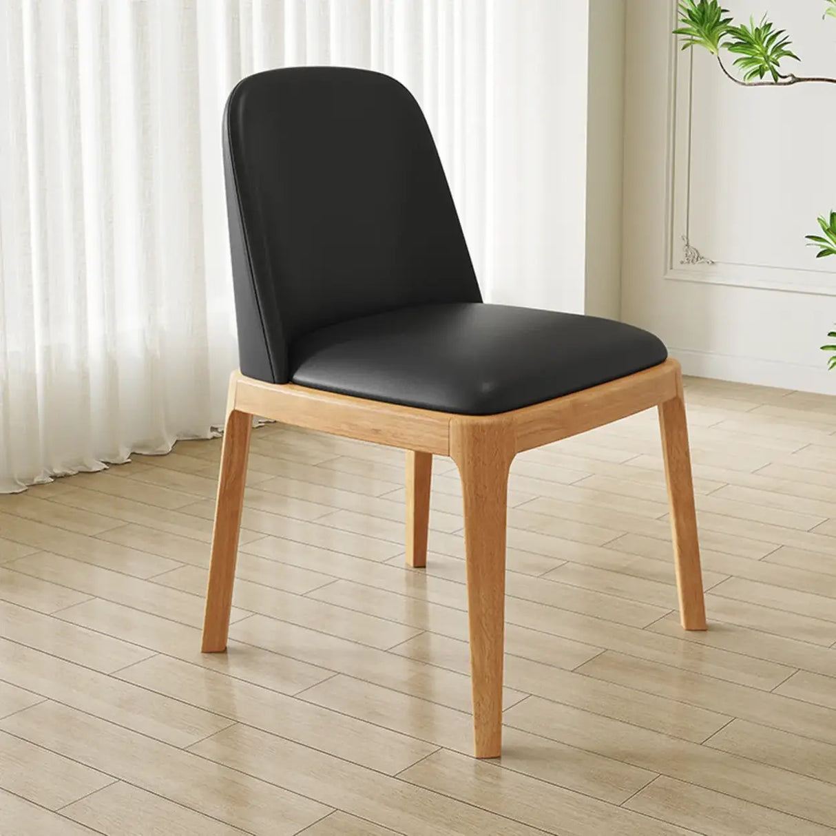 Modern Rubber Wood Upholstered Curved Back Dining Chair Set of 2 Image - 22