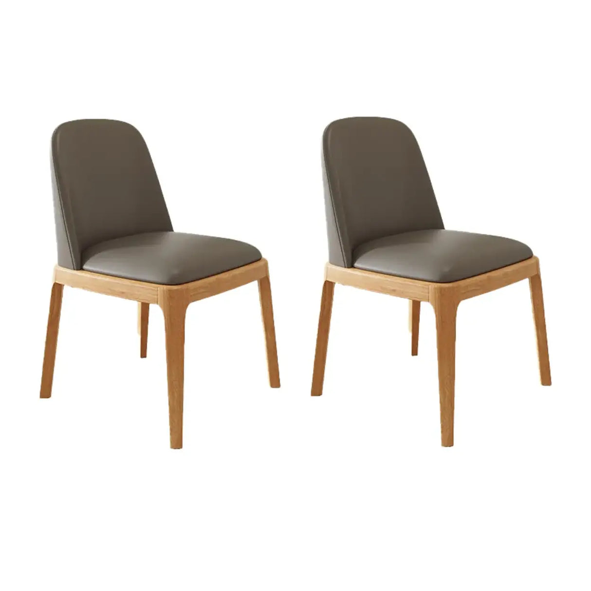 Modern Rubber Wood Upholstered Curved Back Dining Chair Set of 2 Image - 3