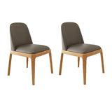 Modern Rubber Wood Upholstered Curved Back Dining Chair Set of 2 Image - 3