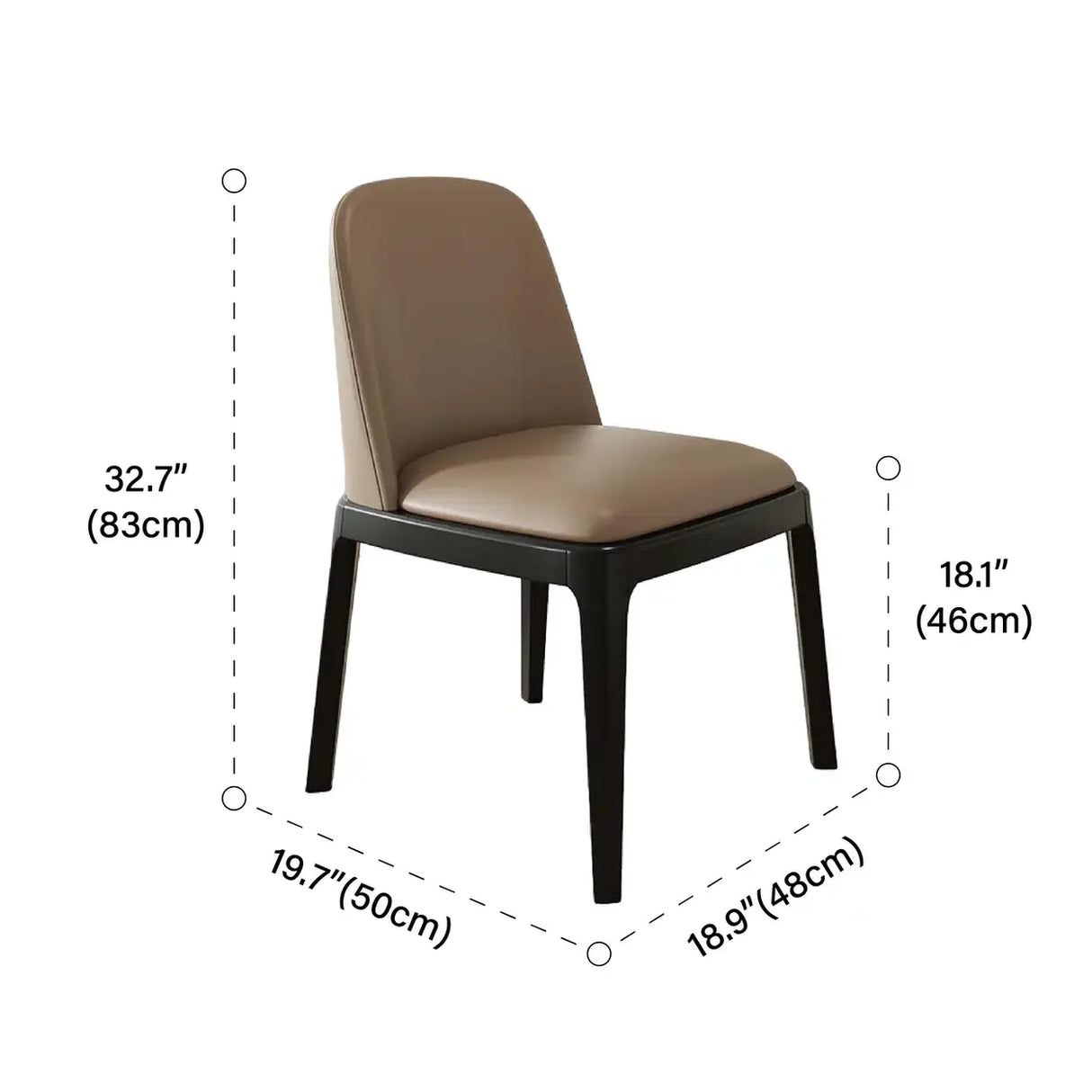 Modern Rubber Wood Upholstered Curved Back Dining Chair Set of 2 