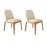 Modern Rubber Wood Upholstered Curved Back Dining Chair Set of 2 Image - 4