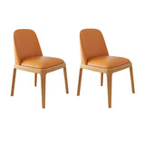 Modern Rubber Wood Upholstered Curved Back Dining Chair Set of 2 Image - 6