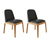 Modern Rubber Wood Upholstered Curved Back Dining Chair Set of 2 Image - 7