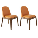 Modern Rubber Wood Upholstered Curved Back Dining Chair Set of 2 Image - 8