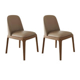 Modern Rubber Wood Upholstered Curved Back Dining Chair Set of 2 Image - 9