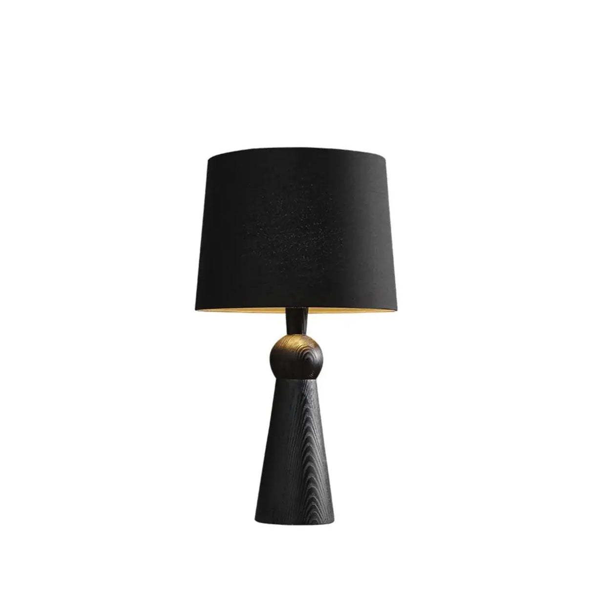 Modern Rusitic Wood Tapered Base Drum Fabric Table Lamp Image - 11