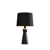 Modern Rusitic Wood Tapered Base Drum Fabric Table Lamp Image - 11