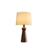 Modern Rusitic Wood Tapered Base Drum Fabric Table Lamp Image - 12