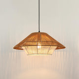 Modern Rustic Cylinder Brown Restaurant Pendant Light Image - 5