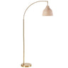 Modern Rustic Gold Woven Rattan Arched Floor Lamp Image - 6