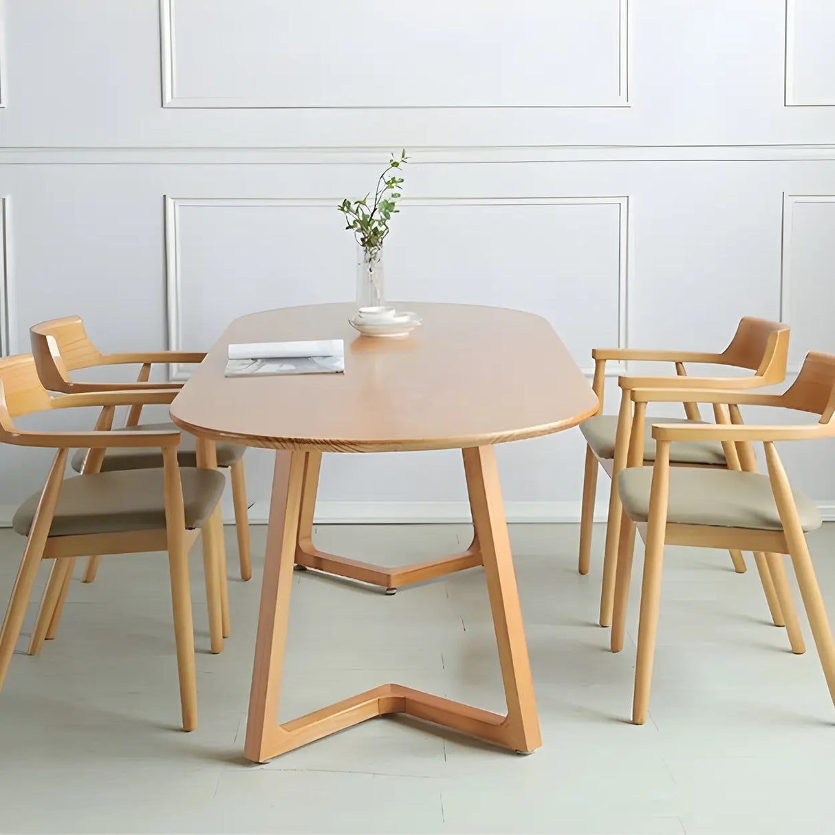 Modern Rustic Oval Solid Pine Double Pedestal Dining Table Image - 12