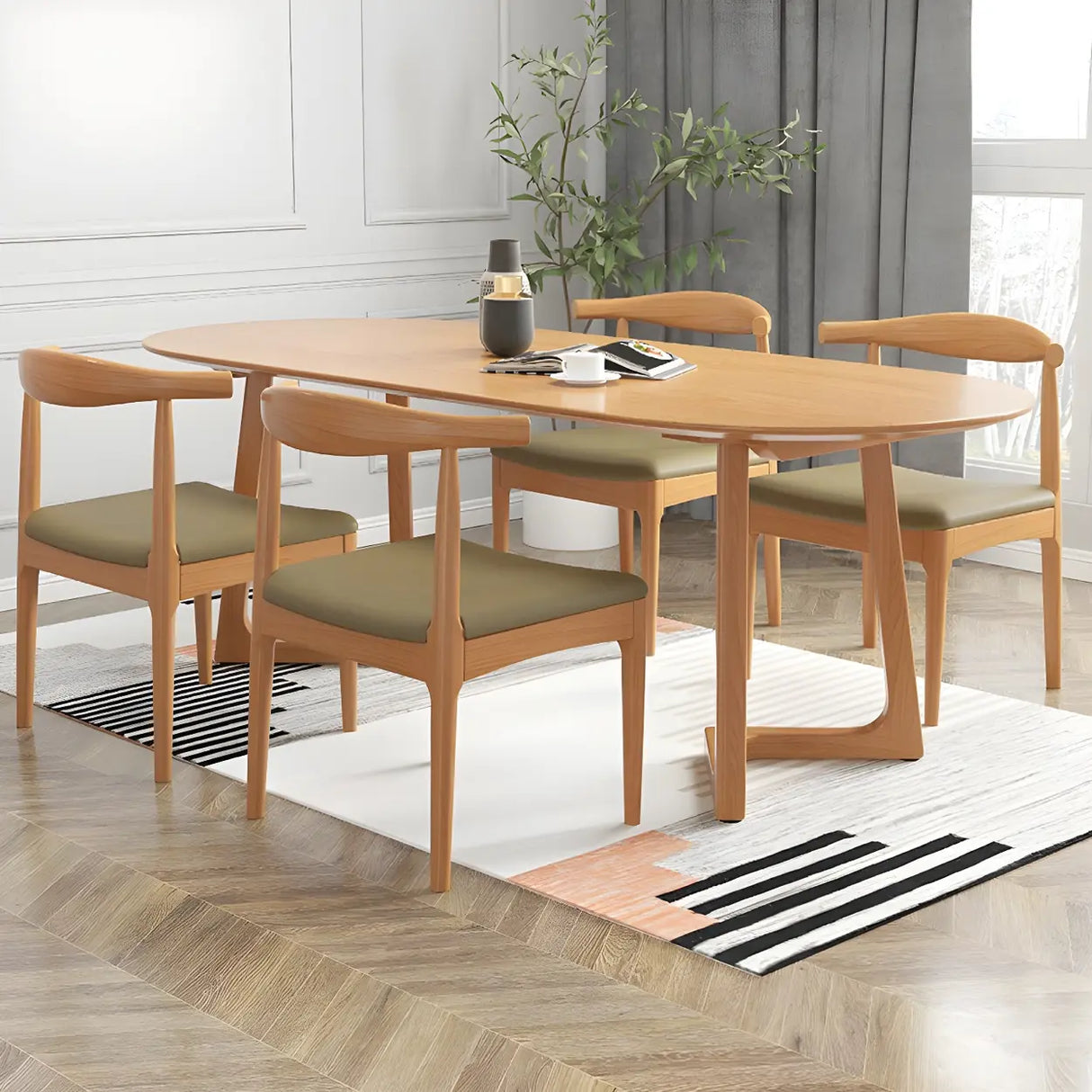 Modern Rustic Oval Solid Pine Double Pedestal Dining Table Image - 3