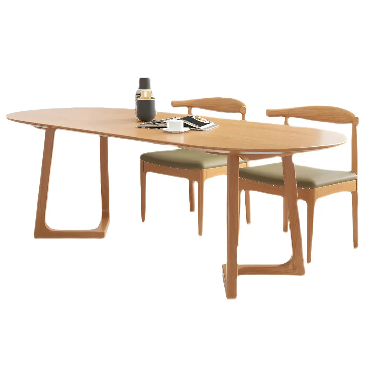 Modern Rustic Oval Solid Pine Double Pedestal Dining Table Image - 4