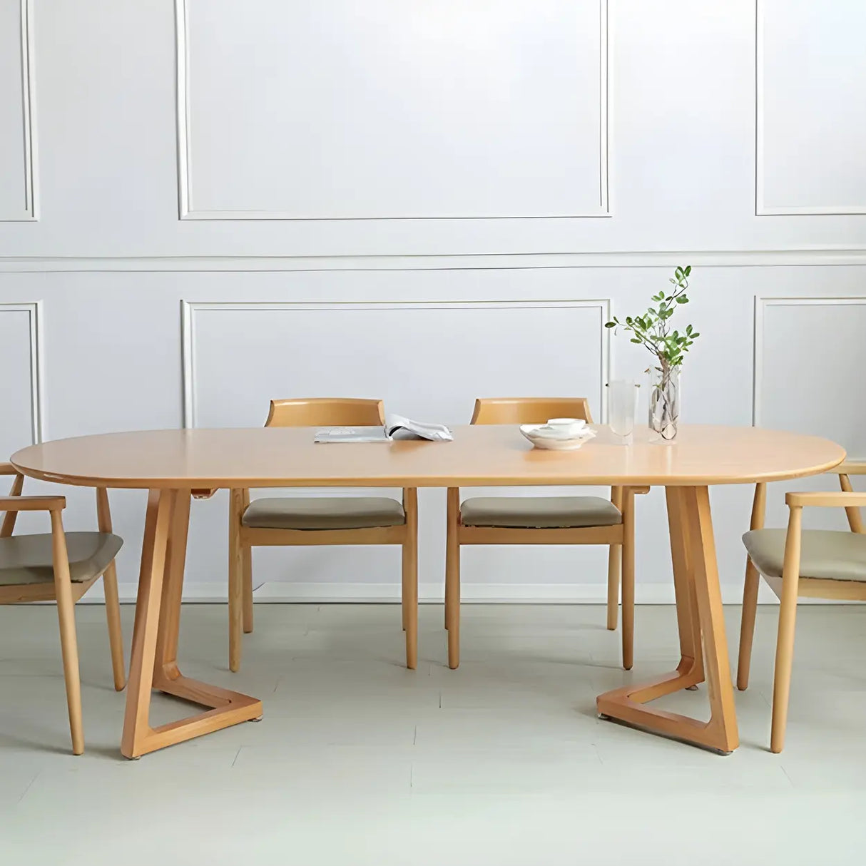 Modern Rustic Oval Solid Pine Double Pedestal Dining Table Image - 10