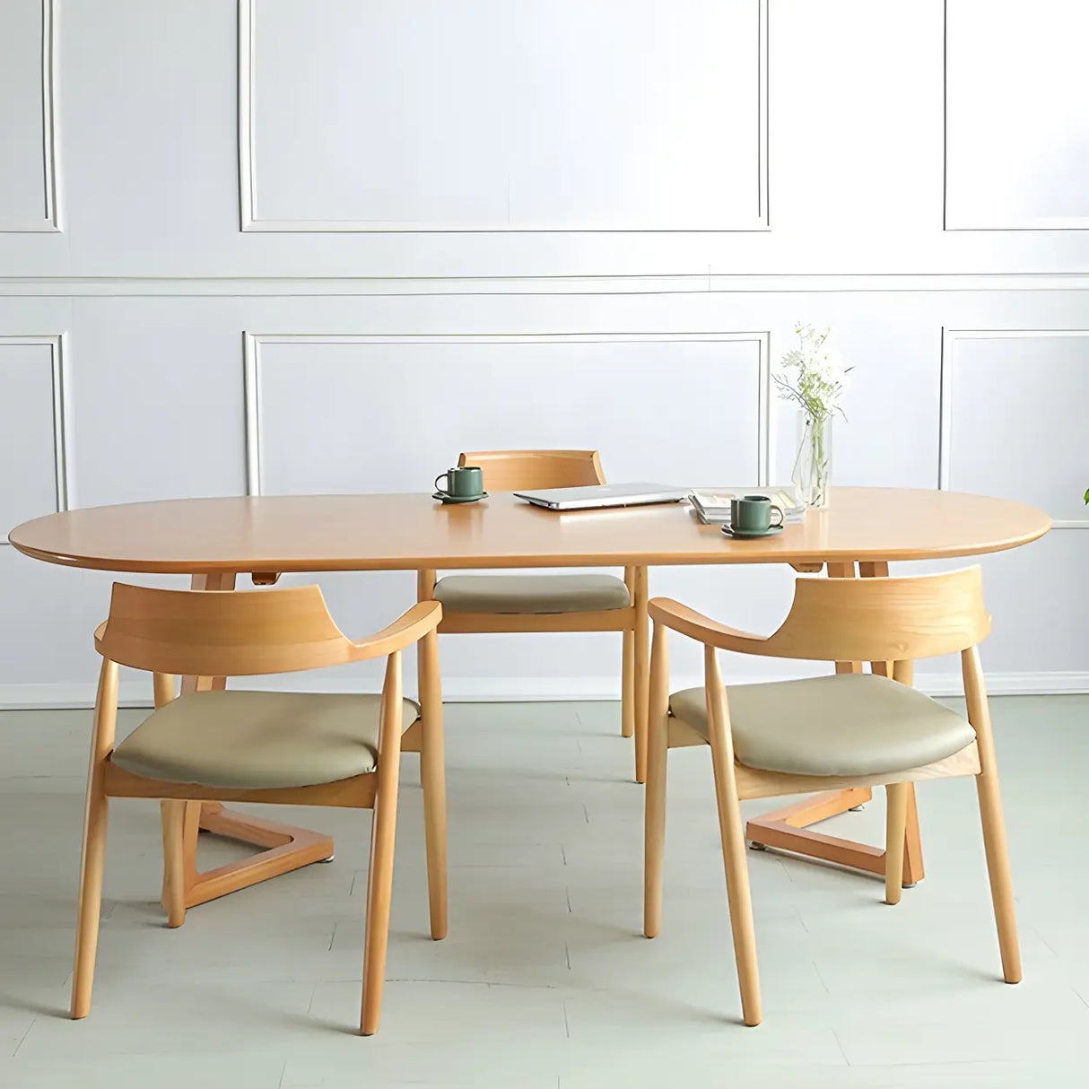 Modern Rustic Oval Solid Pine Double Pedestal Dining Table Image - 11