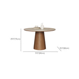 Modern Rustic Wood Pedestal Round Beige Stone Dining Table #size