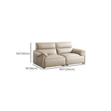 Modern Scratch Resistant Beige Genuine Leather Wide Seat Sofa Image - 10