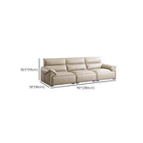 Modern Scratch Resistant Beige Genuine Leather Wide Seat Sofa Image - 11