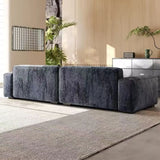 Modern Scratch Resistant Gray Deep-Seat Chenille Modular Sofa Image - 3