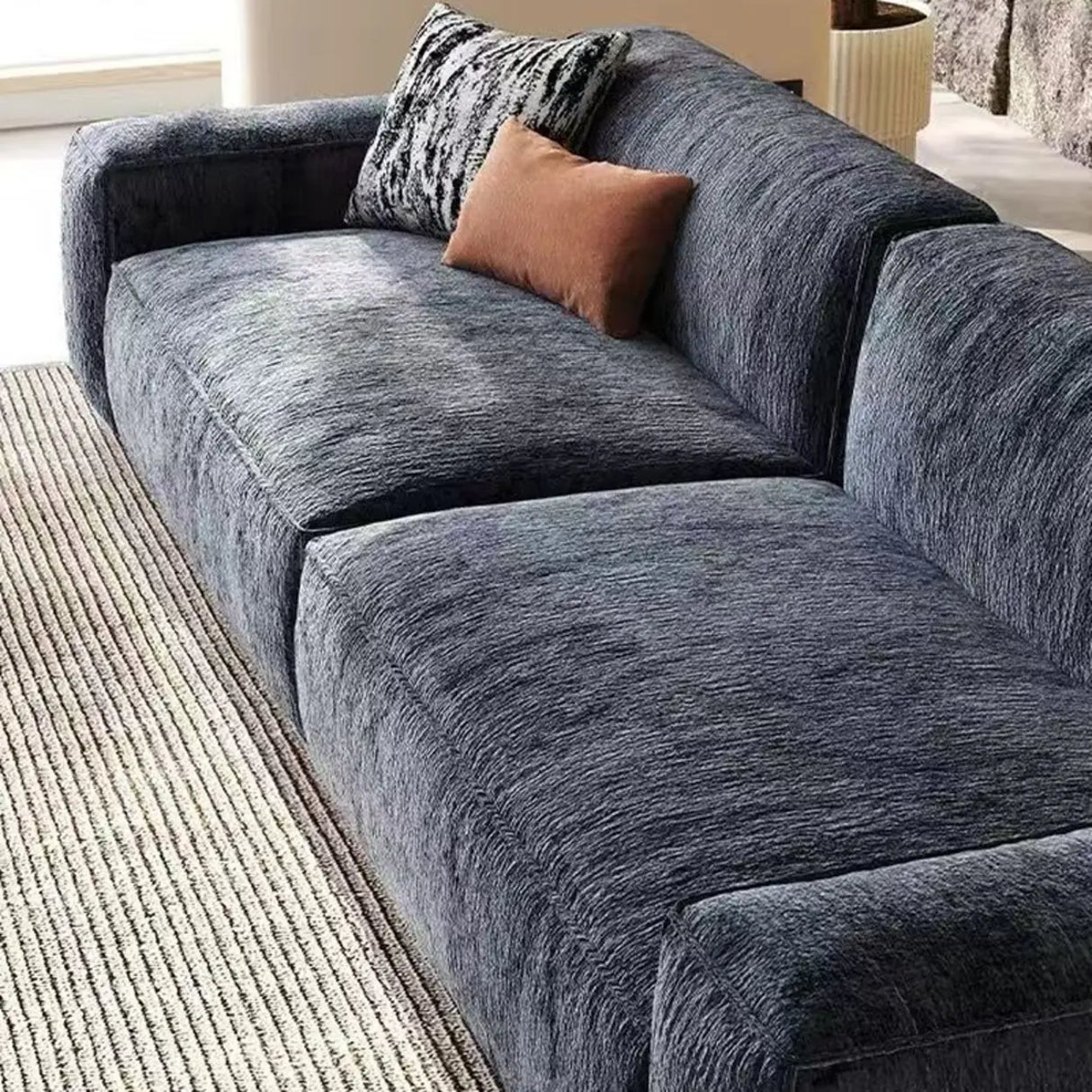 Modern Scratch Resistant Gray Deep-Seat Chenille Modular Sofa Image - 4