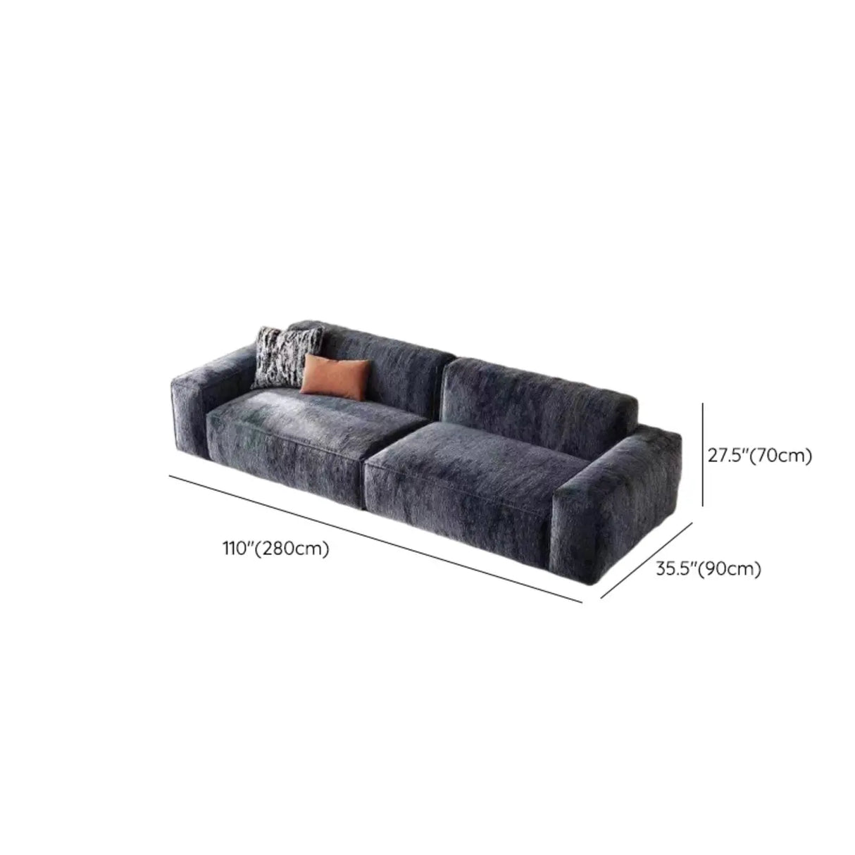 Modern Scratch Resistant Gray Deep-Seat Chenille Modular Sofa 