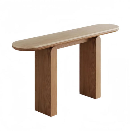 Modern Scratch Resistant Oval Stone Top Console Table Image - 2