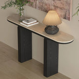 Modern Scratch Resistant Oval Stone Top Console Table Image - 4